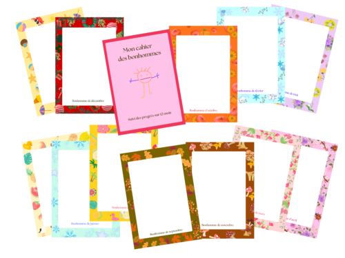 Cahier des bonhommes maternelle – suivi des progrès sur 12 mois, PDF à imprimer pour PS MS GS
